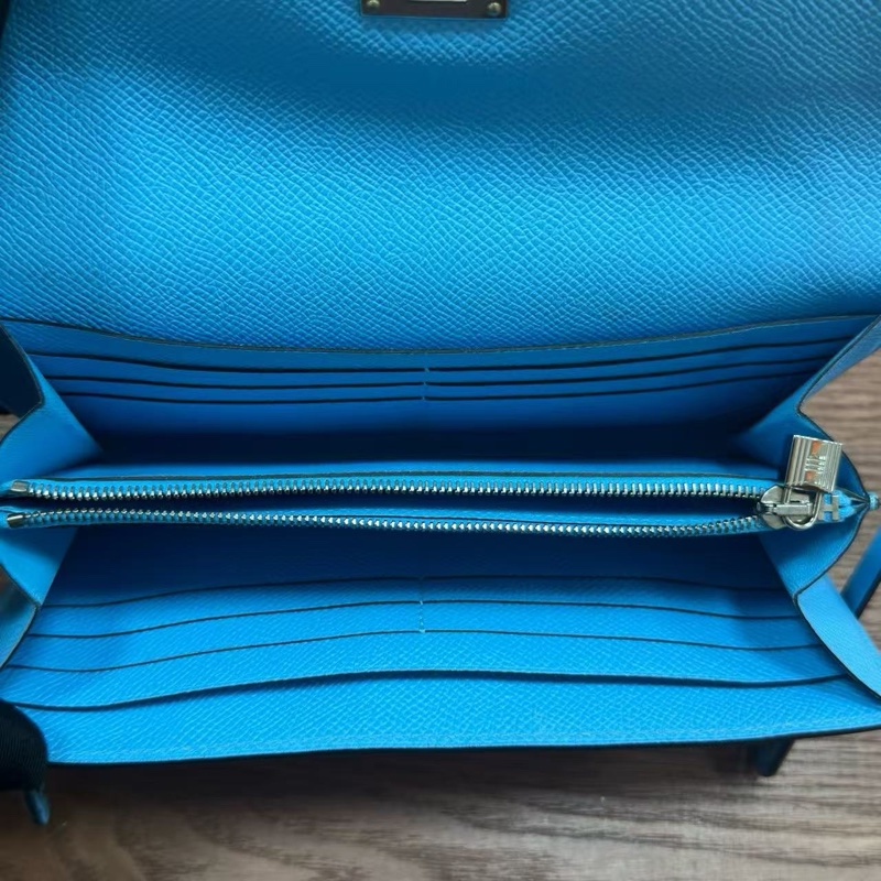 🌈Hermes🩵Kelly Wallet 糖果藍銀扣🩵99新閑置🌈Epsom皮🌟kellywallet🌟kelly🌟愛馬仕🌟-2