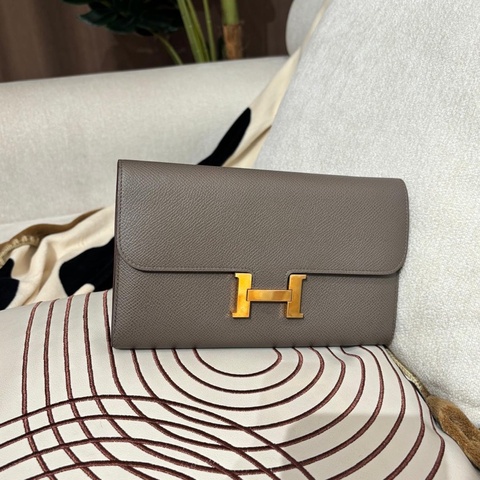 Hermes Constance Wallet Stamp C 錫器灰金扣
