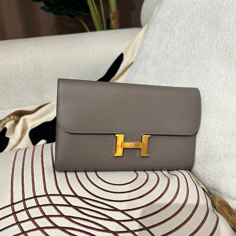 Hermes Constance Wallet Stamp C 錫器灰金扣-0