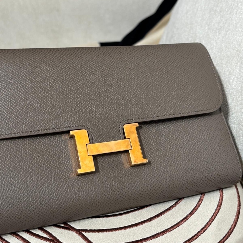 Hermes Constance Wallet Stamp C 錫器灰金扣-1