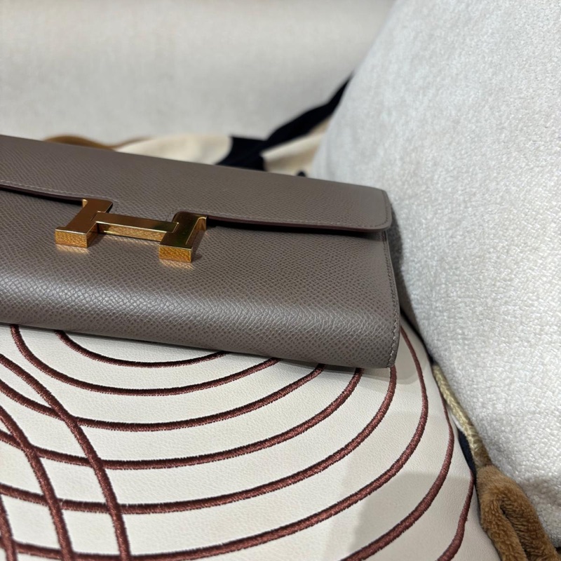 Hermes Constance Wallet Stamp C 錫器灰金扣-5