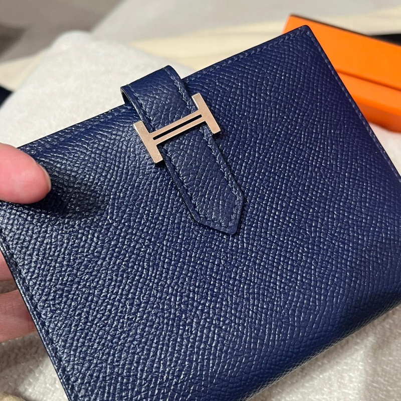 HERMES BEARN WALLET Epsom 牛皮，午夜藍 Stamp X-1
