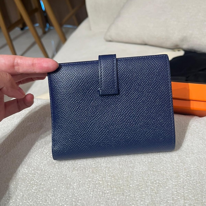 HERMES BEARN WALLET Epsom 牛皮，午夜藍 Stamp X-4