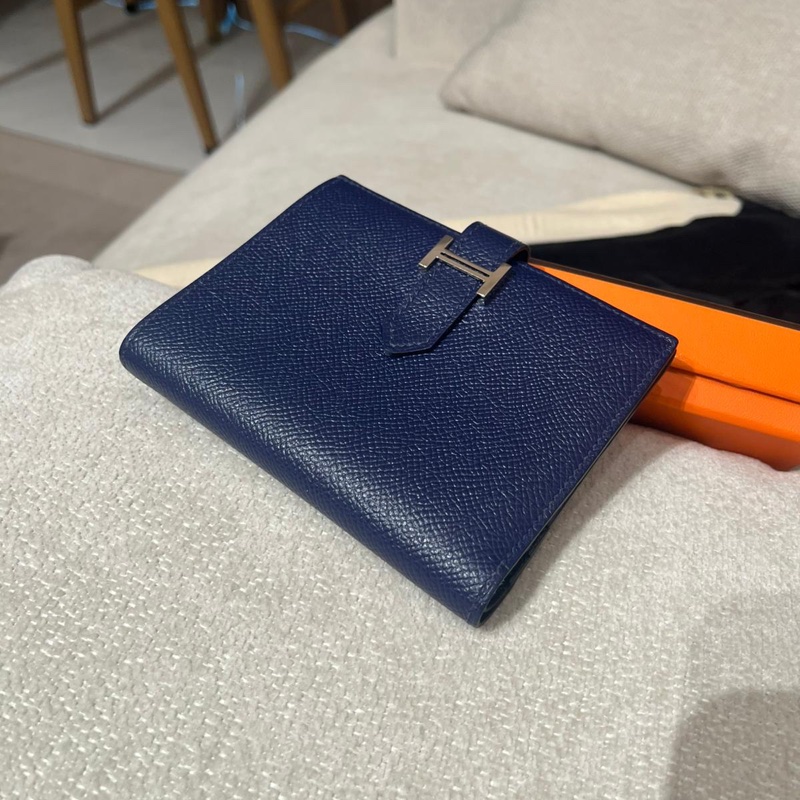 HERMES BEARN WALLET Epsom 牛皮，午夜藍 Stamp X-5