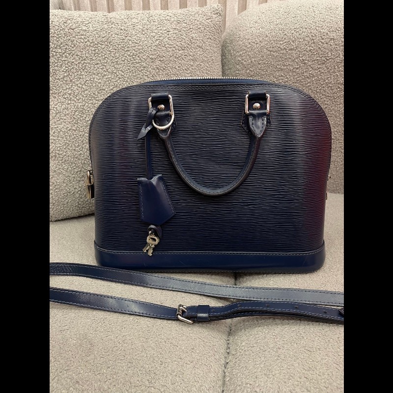 LV Alma 小號 水波紋牛皮 藍色-5