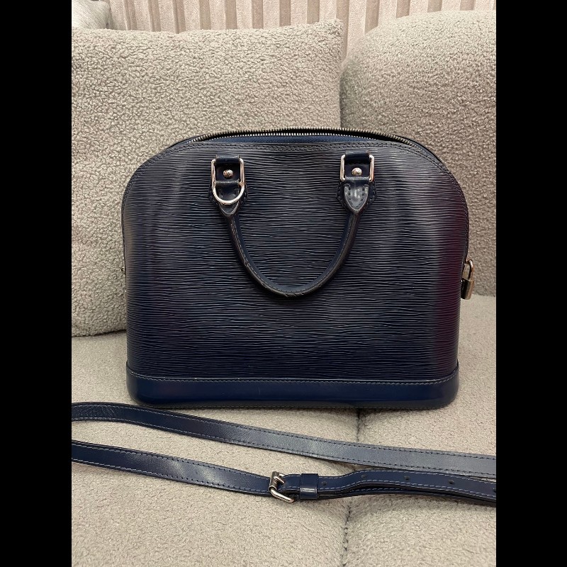 LV Alma 小號 水波紋牛皮 藍色-6