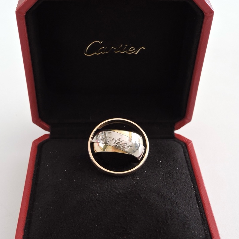 二手 Cartier 卡地亞 限量 絕版 Trinity系列 三環大型寬版戒指-1