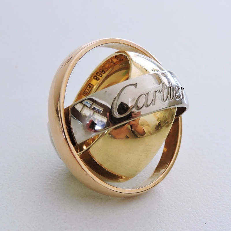 二手 Cartier 卡地亞 限量 絕版 Trinity系列 三環大型寬版戒指-4