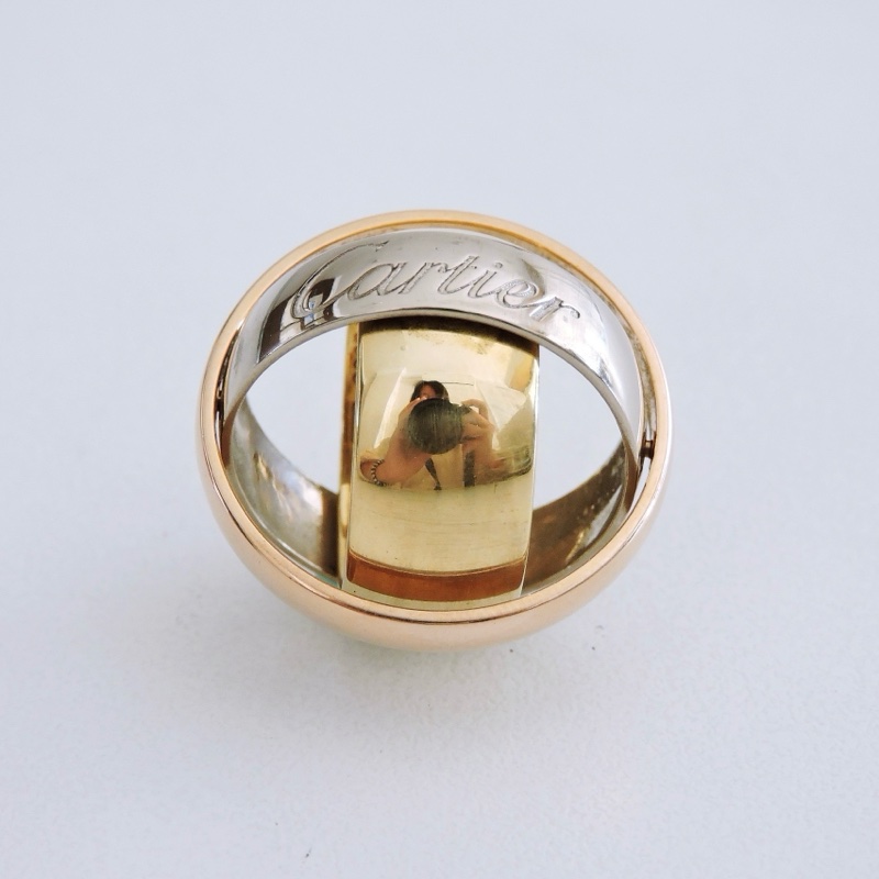 二手 Cartier 卡地亞 限量 絕版 Trinity系列 三環大型寬版戒指-5