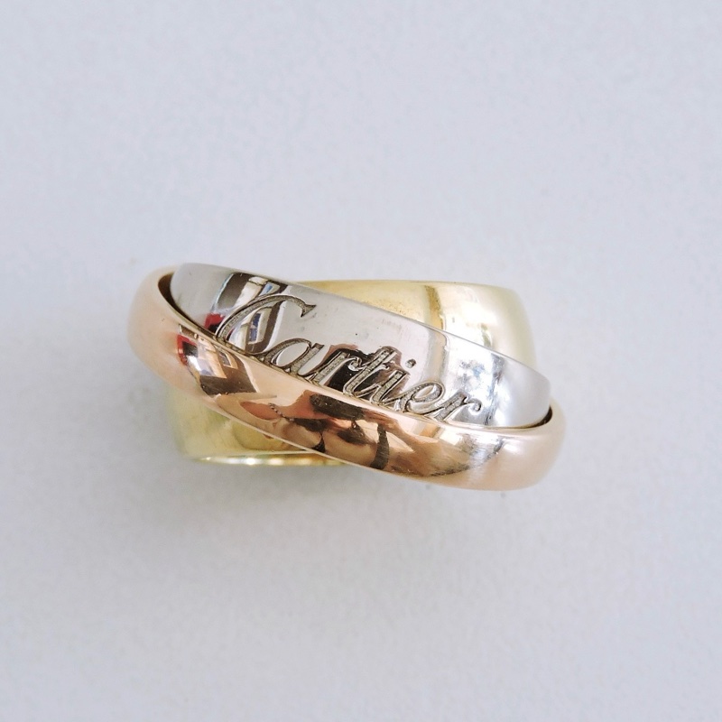 二手 Cartier 卡地亞 限量 絕版 Trinity系列 三環大型寬版戒指-6