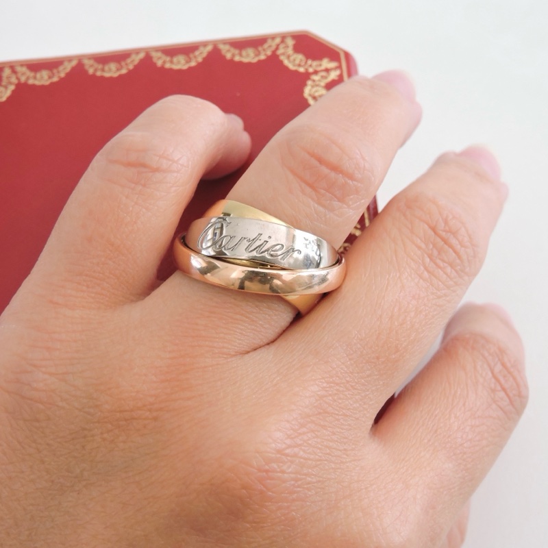 二手 Cartier 卡地亞 限量 絕版 Trinity系列 三環大型寬版戒指-8