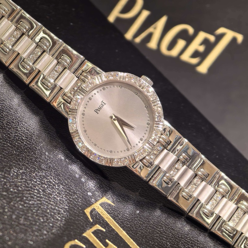 Piaget伯爵珠寶腕錶18k白金鑽石女表-0