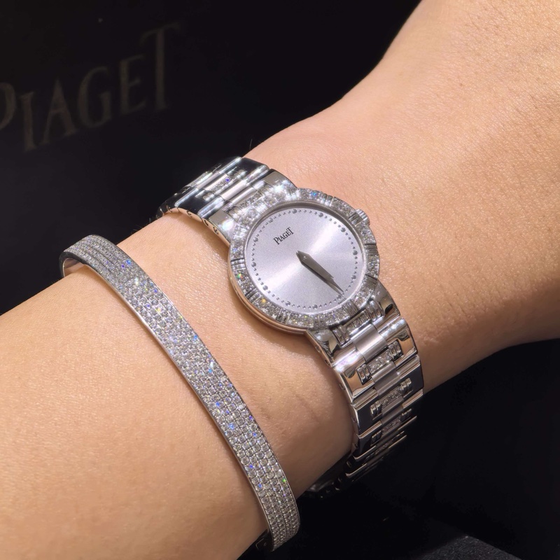 Piaget伯爵珠寶腕錶18k白金鑽石女表-4