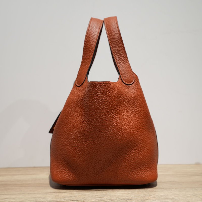 HERMES Picotin18菜籃子南瓜色金扣手提包-1