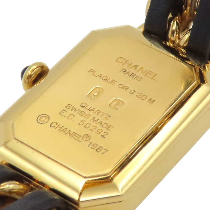 黑色錶盤 鍍金 皮革錶帶 Premiere M 石英腕錶 H0001【CHANEL 香奈兒】 H0001-2