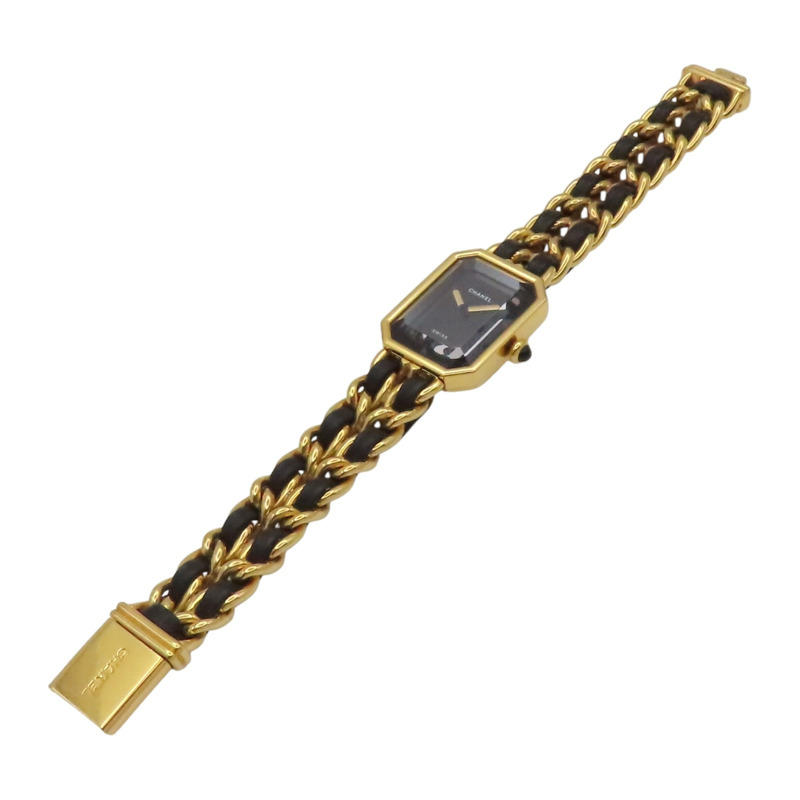 黑色錶盤 鍍金 皮革錶帶 Premiere M 石英腕錶 H0001【CHANEL 香奈兒】 H0001-5