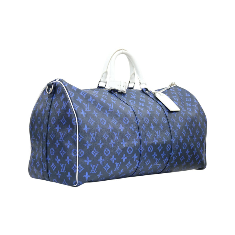 藍色 原花帆布 Keepall Bandouliere 55 行李袋【LOUIS VUITTON LV 路易威登】 M45874-1