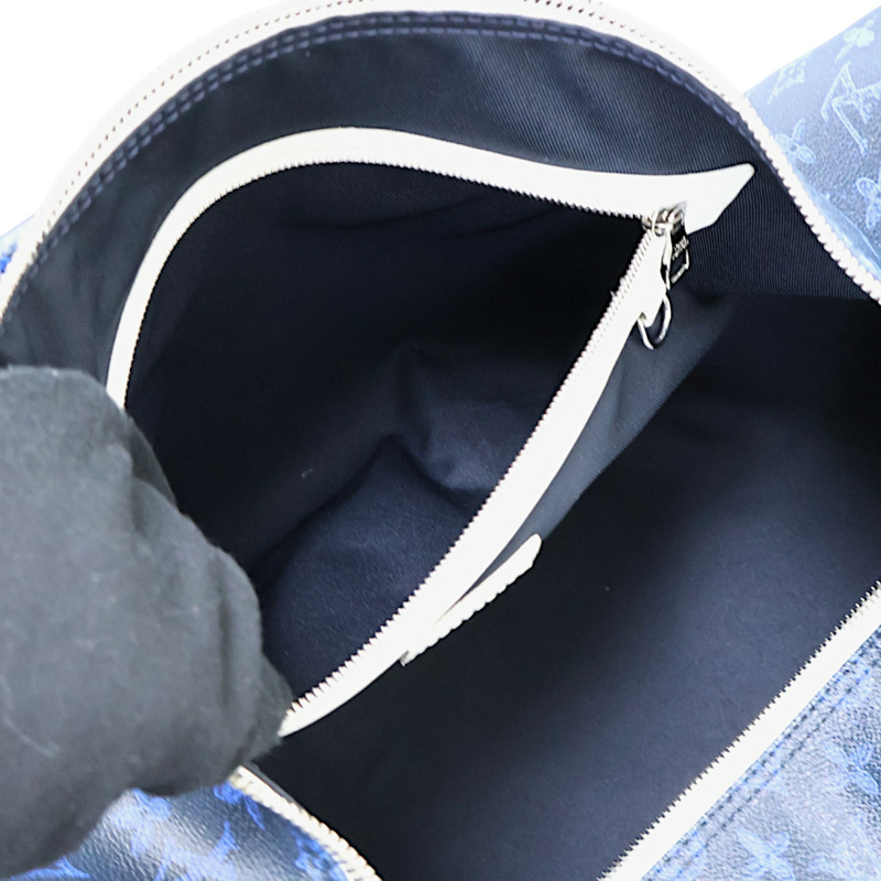 藍色 原花帆布 Keepall Bandouliere 55 行李袋【LOUIS VUITTON LV 路易威登】 M45874-3