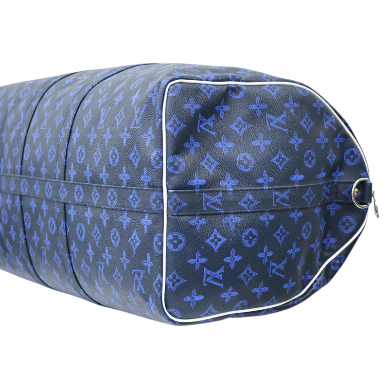 藍色 原花帆布 Keepall Bandouliere 55 行李袋【LOUIS VUITTON LV 路易威登】 M45874-9