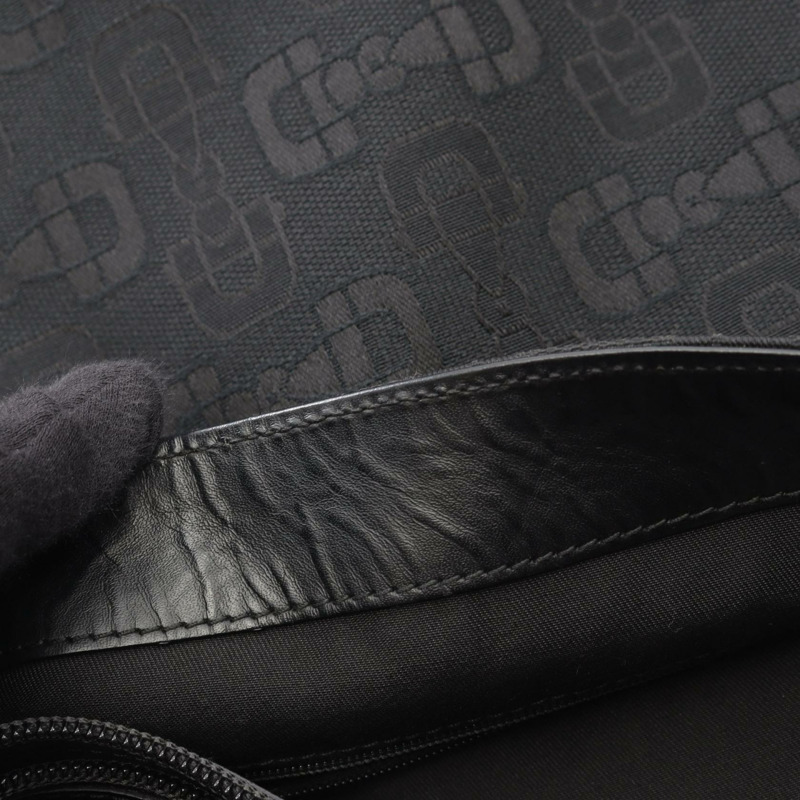 GUCCI GG圖案單背包 179777 帆布皮革 黑色 二手 女士-8