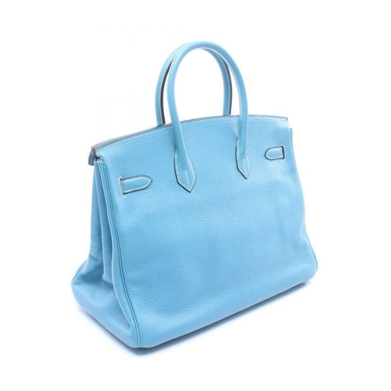 愛馬仕 Birkin 35 手提包 B Taurillon Clemence 藍色牛仔布 二手金色五金女款-1