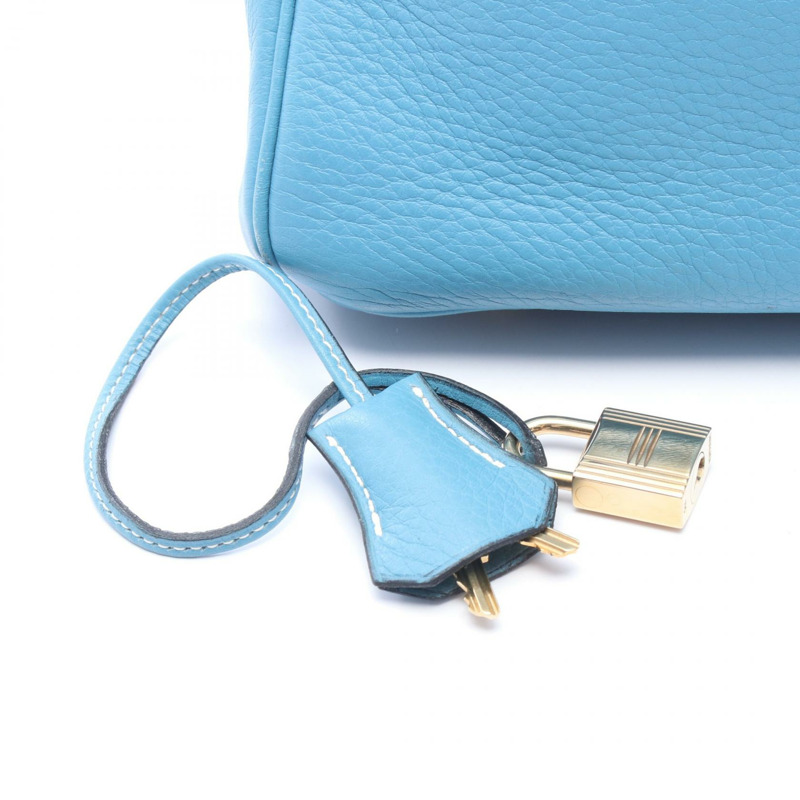 愛馬仕 Birkin 35 手提包 B Taurillon Clemence 藍色牛仔布 二手金色五金女款-4