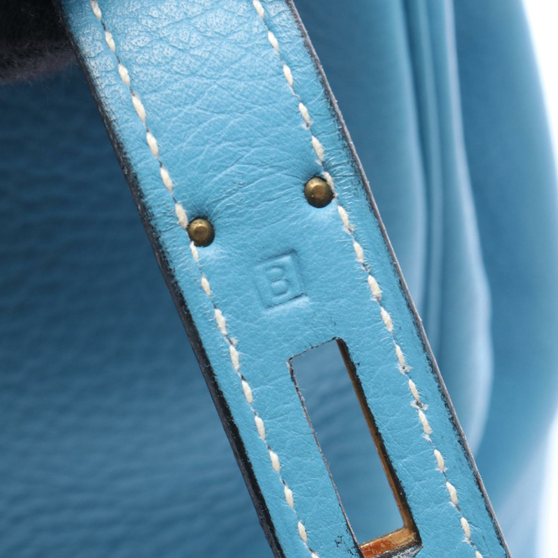 愛馬仕 Birkin 35 手提包 B Taurillon Clemence 藍色牛仔布 二手金色五金女款-5