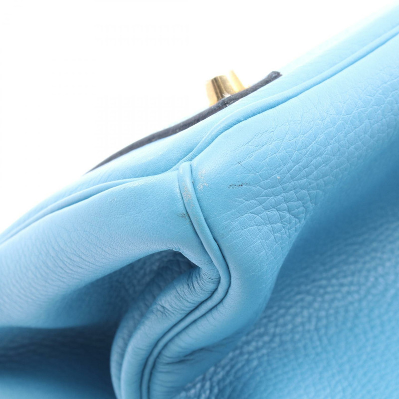 愛馬仕 Birkin 35 手提包 B Taurillon Clemence 藍色牛仔布 二手金色五金女款-9
