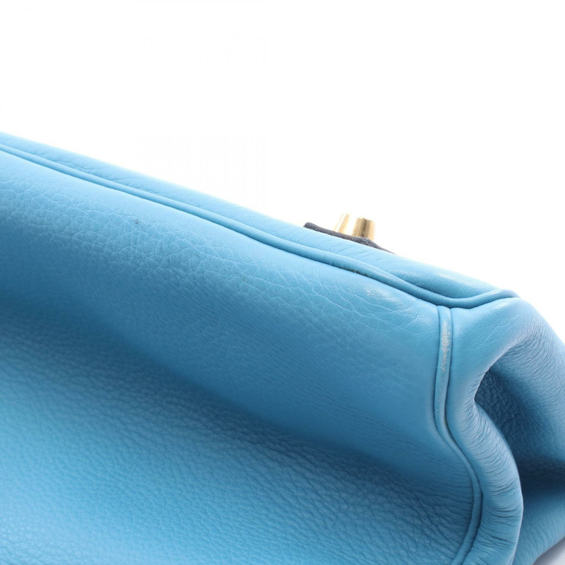 愛馬仕 Birkin 35 手提包 B Taurillon Clemence 藍色牛仔布 二手金色五金女款-10