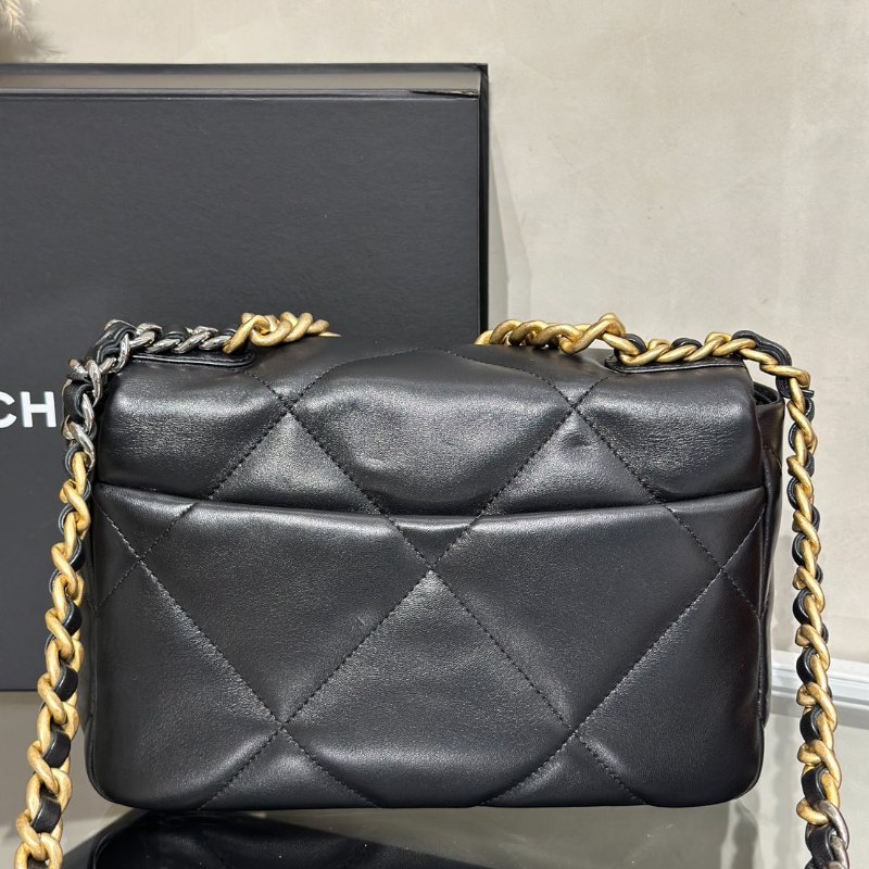 CHANEL 19 Bag 菱格紋羊皮手提肩背包 26 - 黑金30開-4