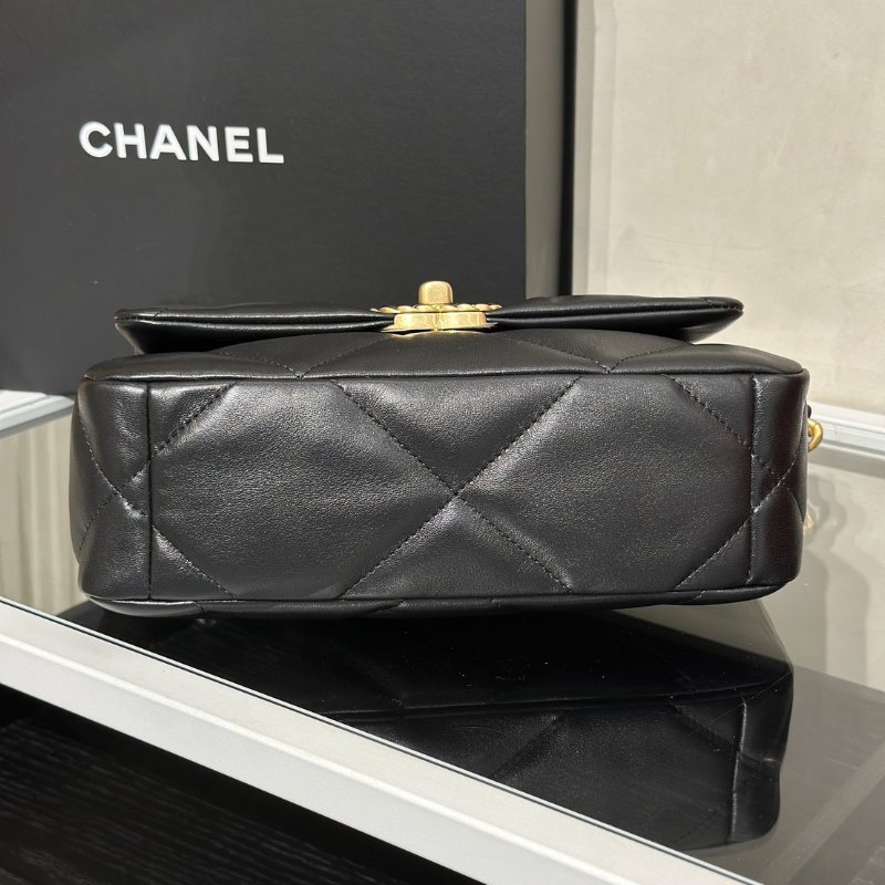 CHANEL 19 Bag 菱格紋羊皮手提肩背包 26 - 黑金30開-5
