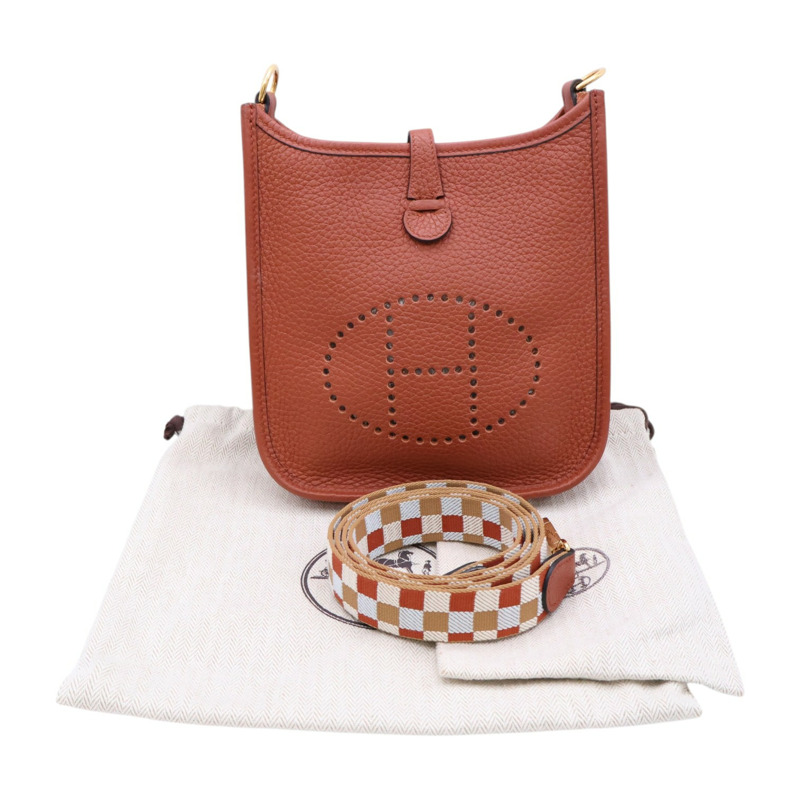 古銅色 Clemence牛皮 Mini Evelyne 肩背包 U刻【HERMES 愛馬仕】 H083433CC-9