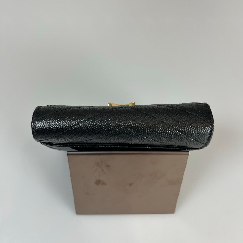 YSL 403943 黑魚子醬三折短夾-5