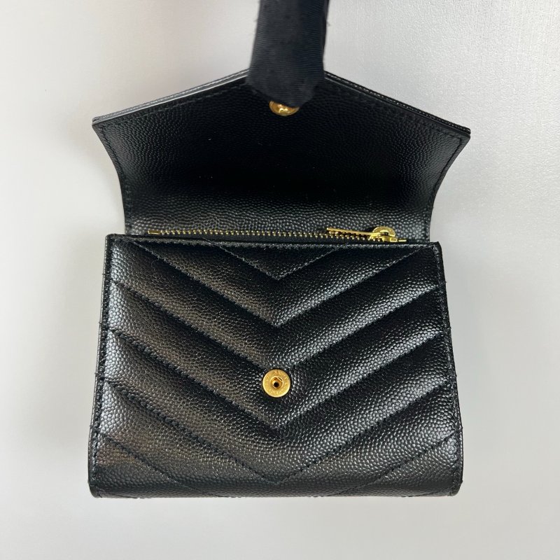 YSL 403943 黑魚子醬三折短夾-7