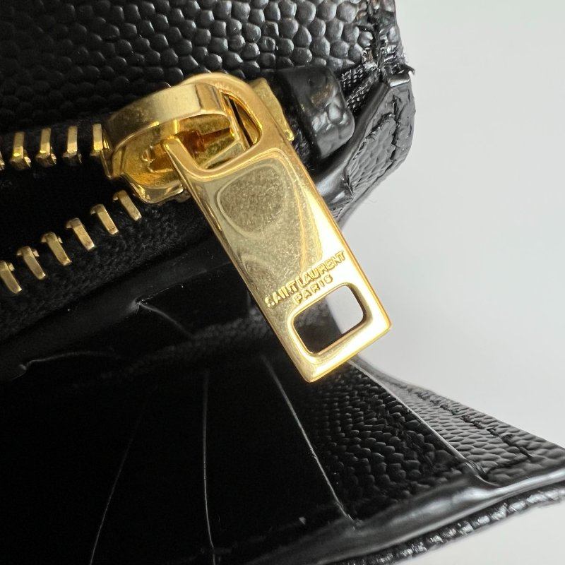 YSL 403943 黑魚子醬三折短夾-10