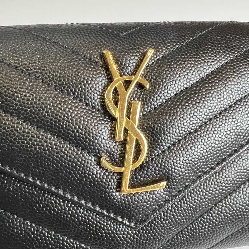 YSL 403943 黑魚子醬三折短夾-11