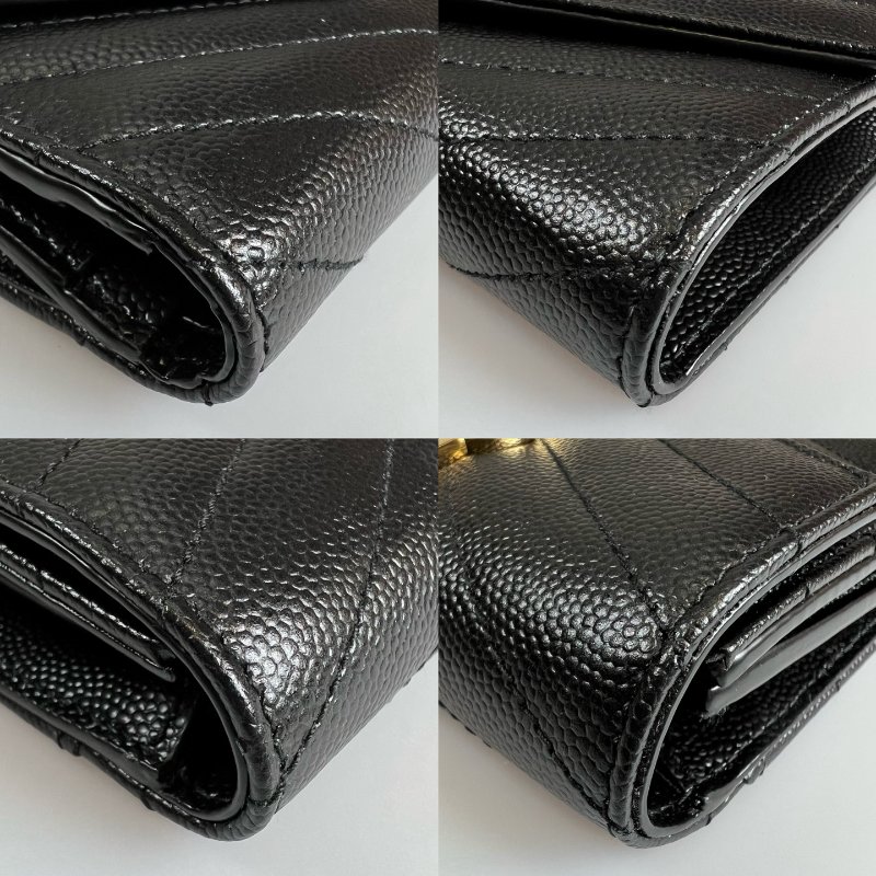 YSL 403943 黑魚子醬三折短夾-15