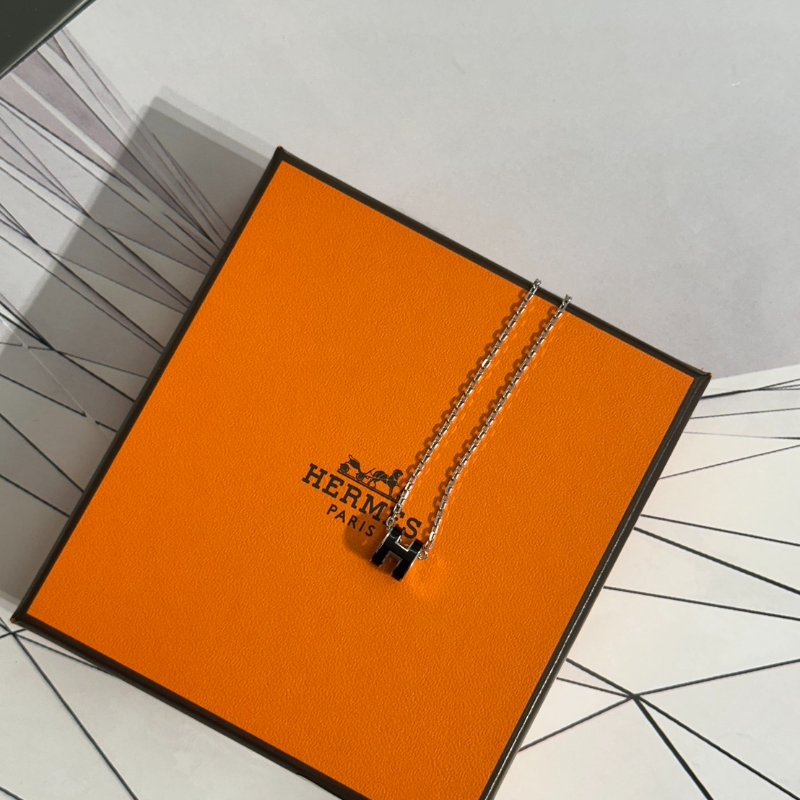HERMES Mini Pop H項鍊 - 黑銀-2