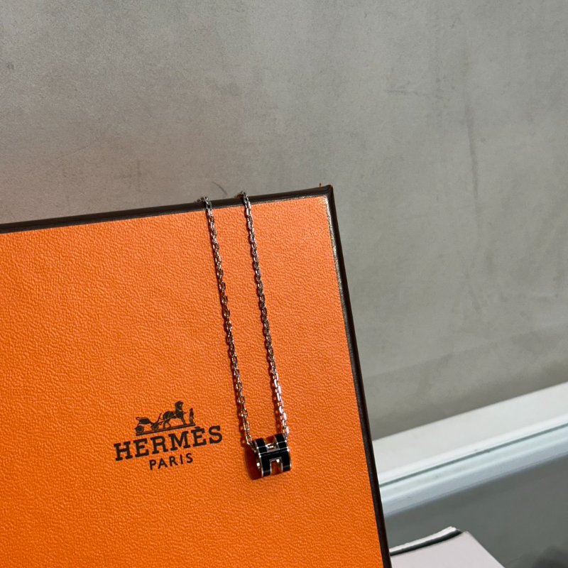 HERMES Mini Pop H項鍊 - 黑銀-3