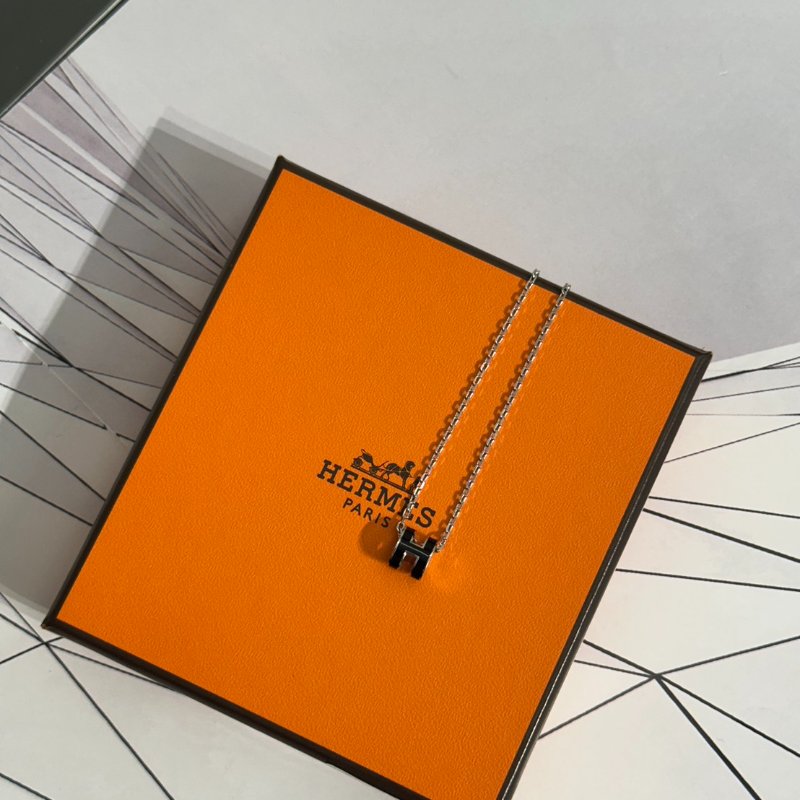 HERMES Mini Pop H項鍊 - 黑銀-4