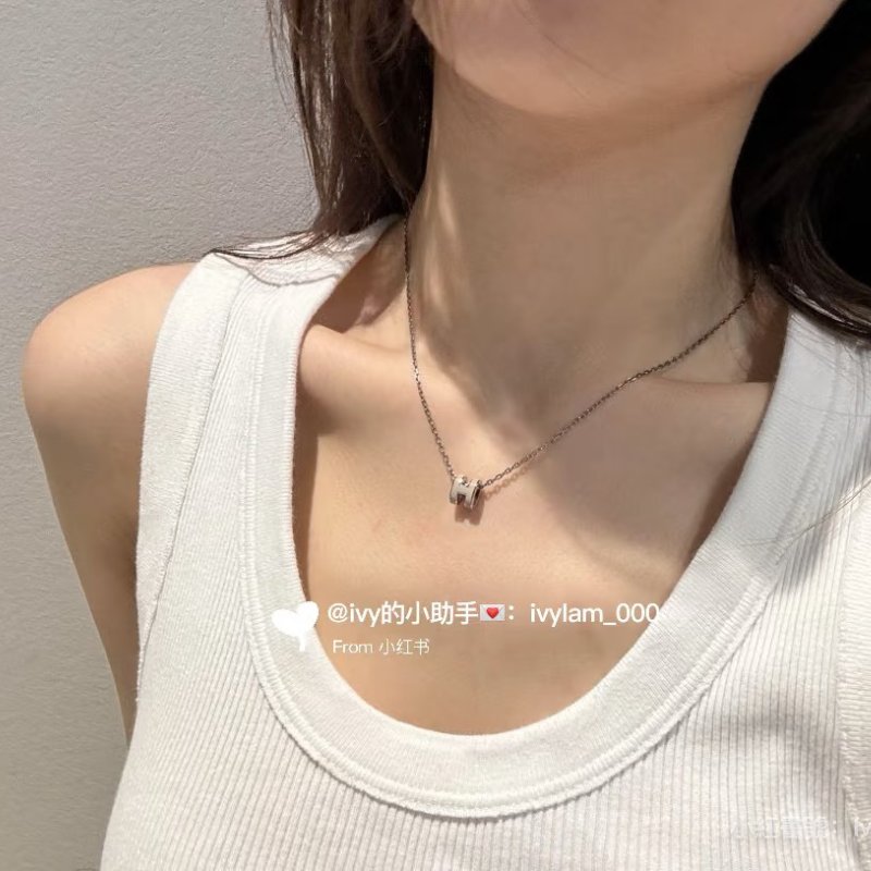 HERMES Mini Pop H項鍊 - 奶茶銀-1