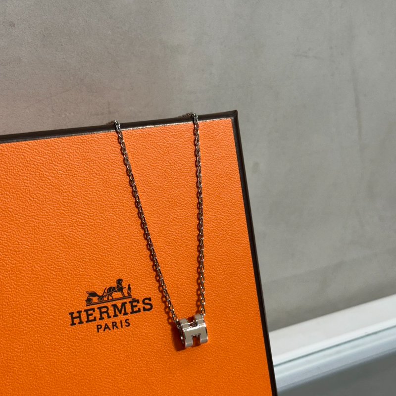 HERMES Mini Pop H項鍊 - 奶茶銀-2