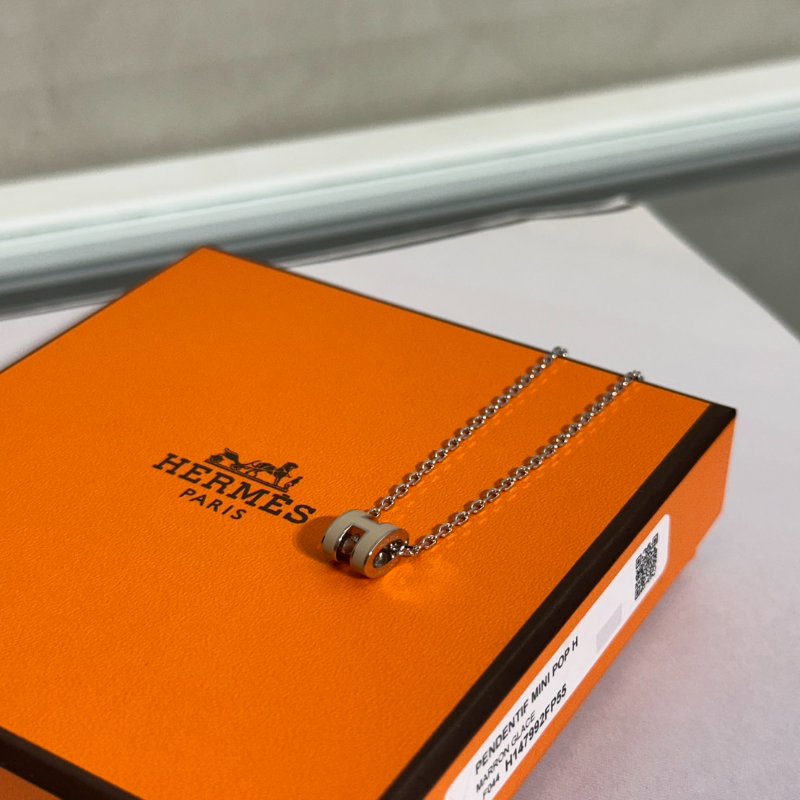 HERMES Mini Pop H項鍊 - 奶茶銀-3
