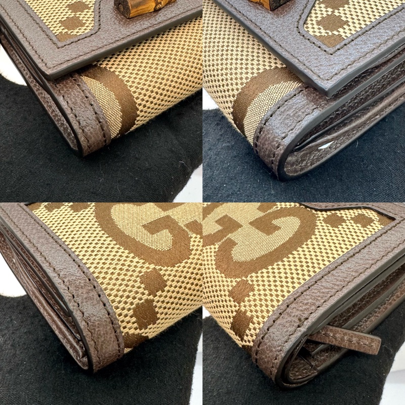 Gucci Diana 竹節釦經典老花三折短夾-4