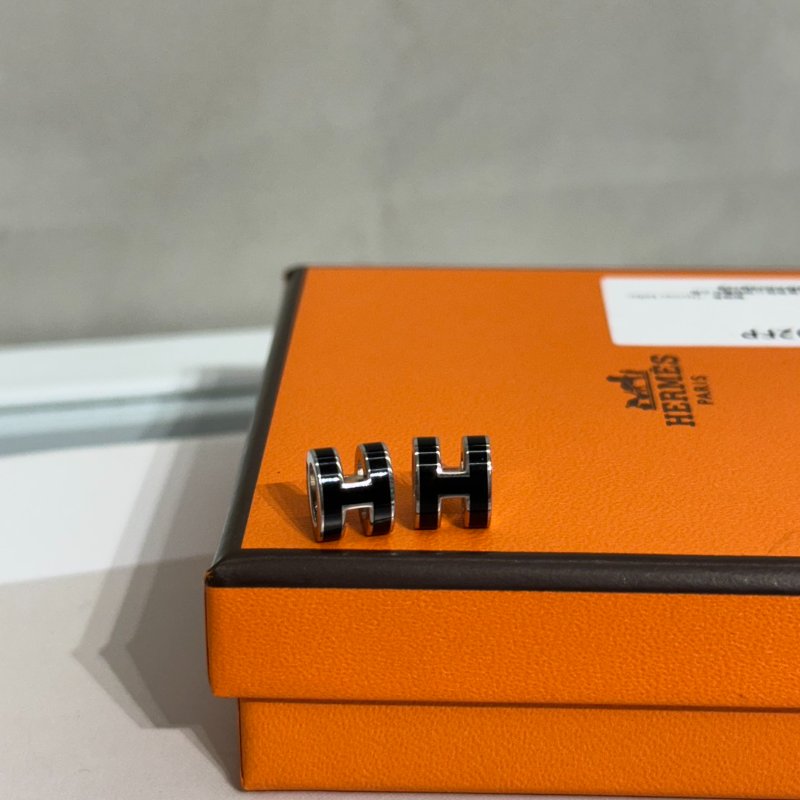 HERMES Mini Pop H耳環 - 黑銀-4