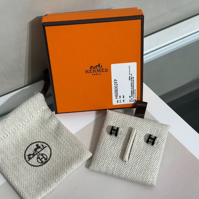 HERMES Mini Pop H耳環 - 黑銀-6