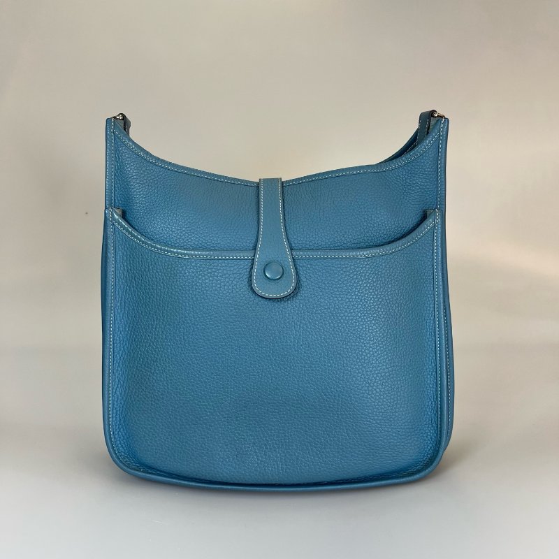 HERMES □Q刻 牛仔藍 TC皮 EVELYNE 29肩背包-1
