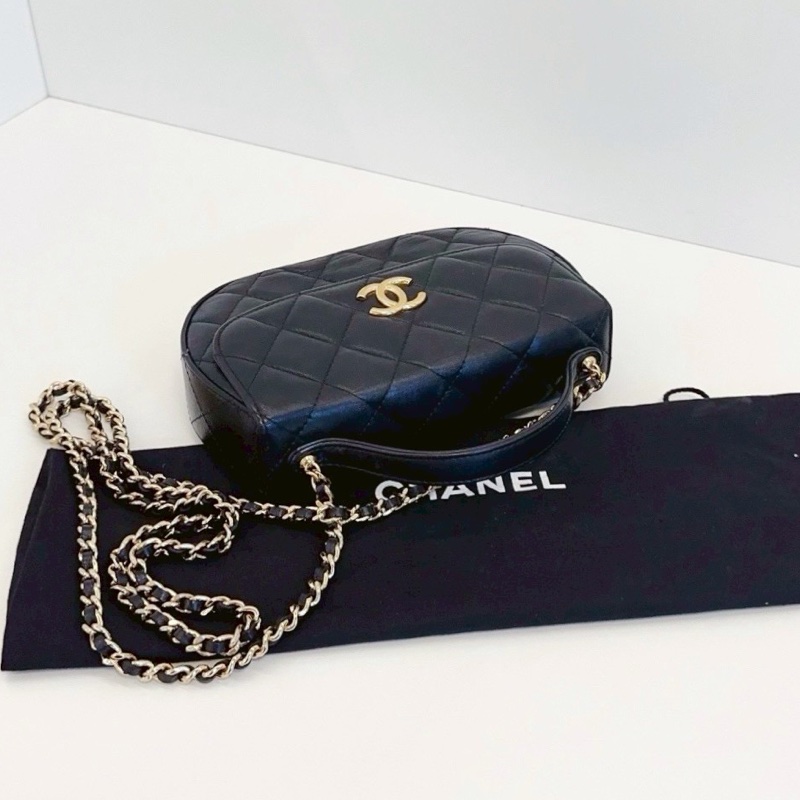 CHANEL香奈兒23 A黑金半月牛皮菱格馬鞍包元寶包🌕芯片款-14
