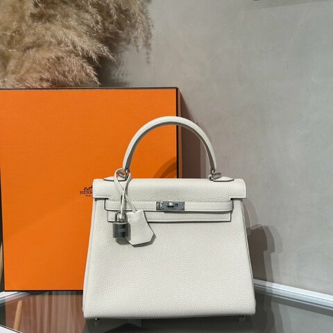 HERMES Kelly 25 - 奶昔白銀 K