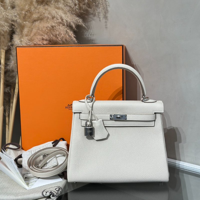 HERMES Kelly 25 - 奶昔白銀 K-11